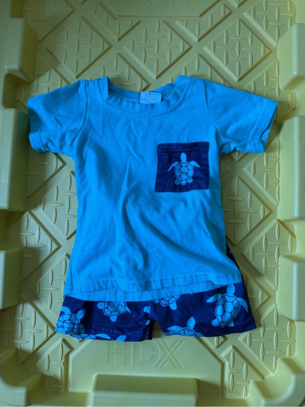 Kids Blue Sea Turtle- Short Sleeve Top & Shorts